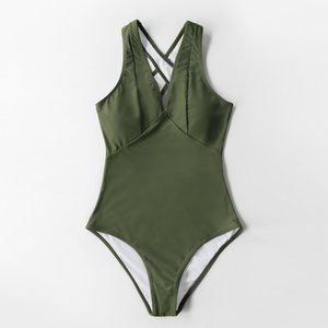 NWT CUPSHE Olive Green One-Piece Swimsuit | Size M